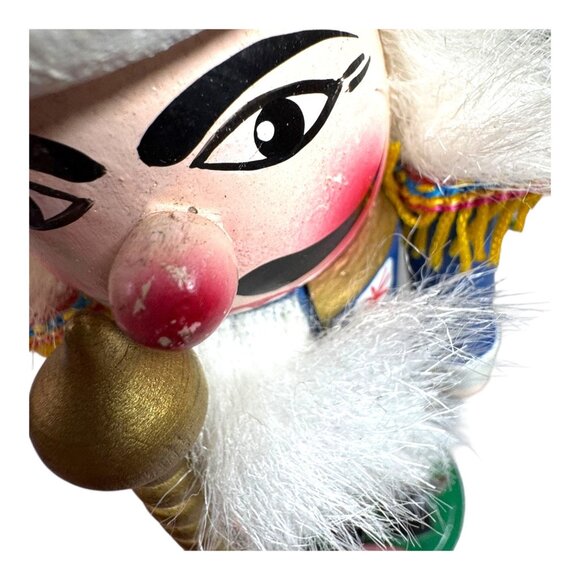 Vintage Wooden Nutcracker Toy Soldier King Figurine Red Polka Dot Hat Gold Staff - Picture 3 of 9